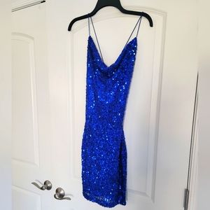 Windsor Blue Sequin Homecoming Dress